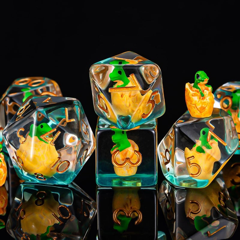 weyano DND Resin Dinosaur Dice Set, D&D Polyhedral Dice for Dungeons and Dragons RPG, MTG Role Playing Games D and D Dice 7pcs-Set D20 D12 D10 D8 D6 D4 - Image 4